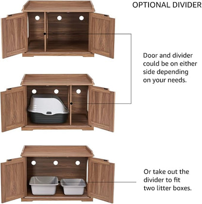 unipaws Cat Litter Box Enclosure Furniture, Hidden Litter Box Cover Washroom - Image 3