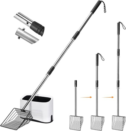 Cat Litter Scoop with Holder 43" Metal Litter Scooper with Stainless Steel Long by PETOCAT