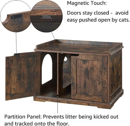 unipaws Cat Litter Box Enclosure Furniture, Dog Proof Hidden Litter Box Cover - Image 4