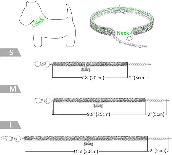 Pet Collar with Diamonds, Adjustable Crystal Diamond Elastic Heart Claw Pendant - Image 3