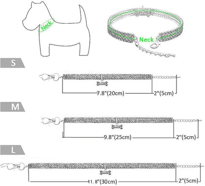 Pet Collar with Diamonds, Adjustable Crystal Diamond Elastic Heart Claw Pendant - Image 3