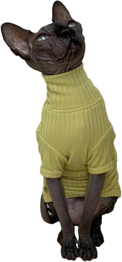 Sphynx Cats Shirt Cat Turtleneck Cotton Sweater Pullover Kitten T-Shirts - Image 3