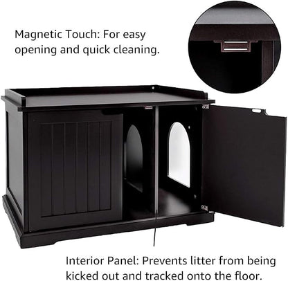 unipaws Cat Litter Box Enclosure Furniture, Cat Washroom, Hidden Litter Box - Image 3