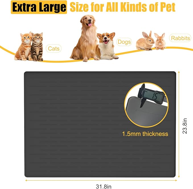 Large Dog Mat for Food and Water, 31.8"x23.8" Silicone Pet Feeding Mats - Image 2