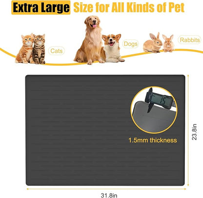Large Dog Mat for Food and Water, 31.8"x23.8" Silicone Pet Feeding Mats - Image 2