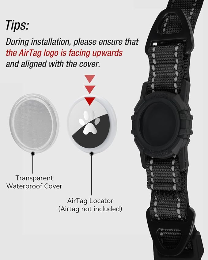Joytale Airtag Dog Collar, Dual D-Rings, Waterproof Reflective Pet Collar - Image 3