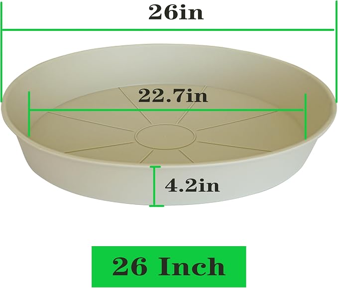 3 Pack of 25 26 inch Plant Saucer, 4.2" Depth, Large Deep Plastic Flower - Image 2