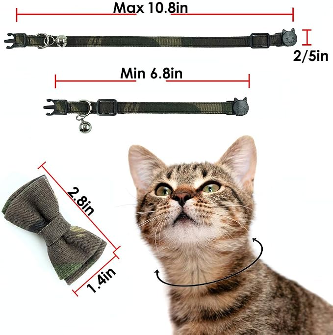 Cat Collar Bowtie with Bell, Quick Release Buckle Safety and Durable Kitties - Image 7