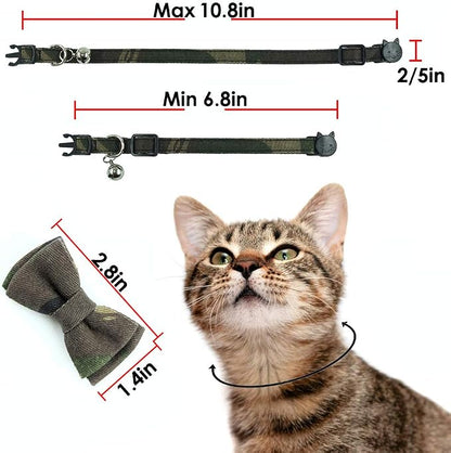 Cat Collar Bowtie with Bell, Quick Release Buckle Safety and Durable Kitties - Image 6