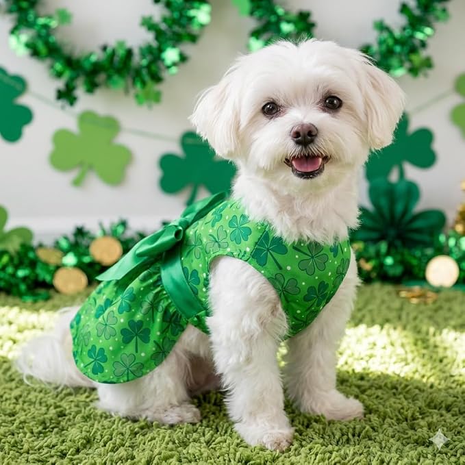 St. Patrick's Day Dog Dress, Soft Breathable Pet Clothes - Image 5