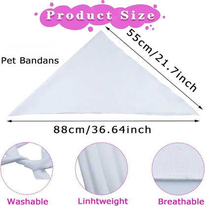 24 Pieces Sublimation Pet Bandanas White Heat Transfer Triangle Dog Scarf Blank - Image 2