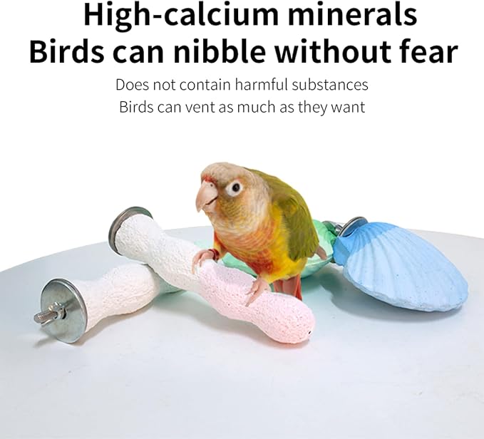 Bird Perches for Cage, Abrasive Surface High Calcium Mineral Parrot Perch Stand - Image 5