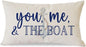 PANDICORN Lake Throw Pillow Cover 12x20 Inch Blue Words You Me and The Boat by PANDICORN