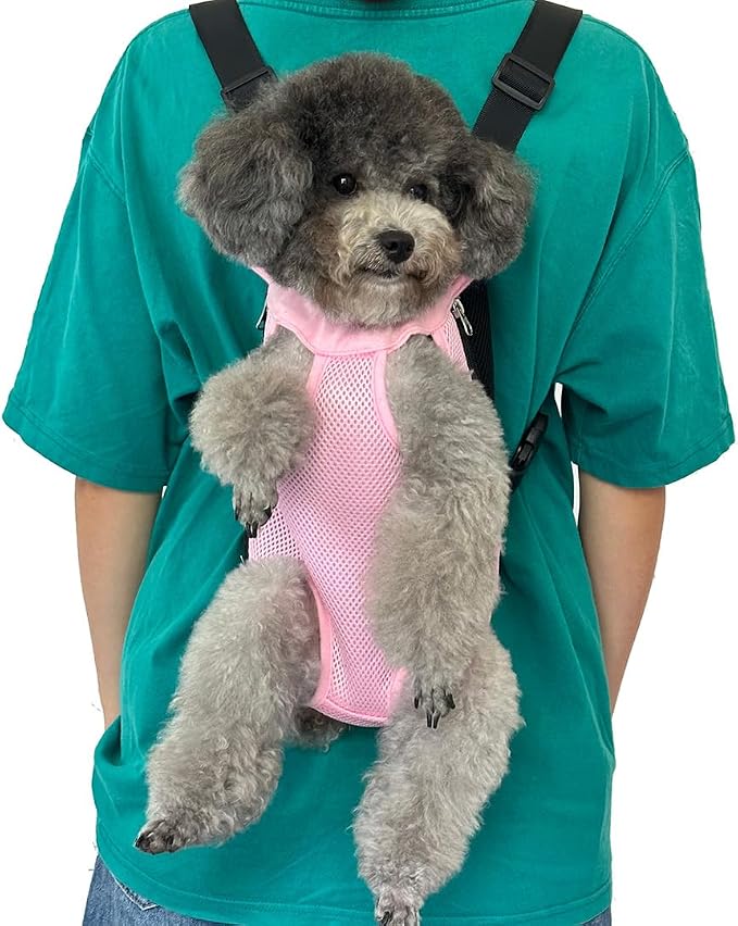 Pet Dog Carrier Backpack, Portable Breathable Mesh Chest Carrier, Polyester - Image 2