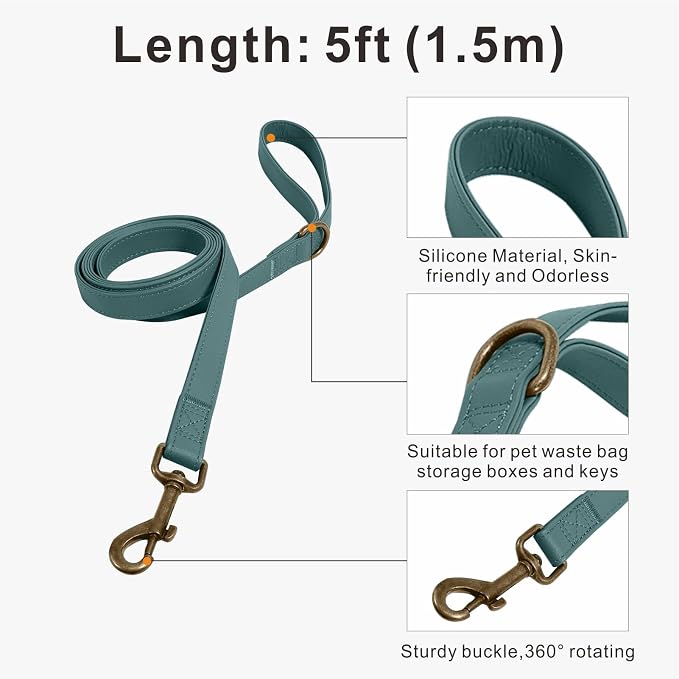 Silicone Dog Collar and Leash Set, Waterproof & Odor-Proof Puppy Collar - Image 4
