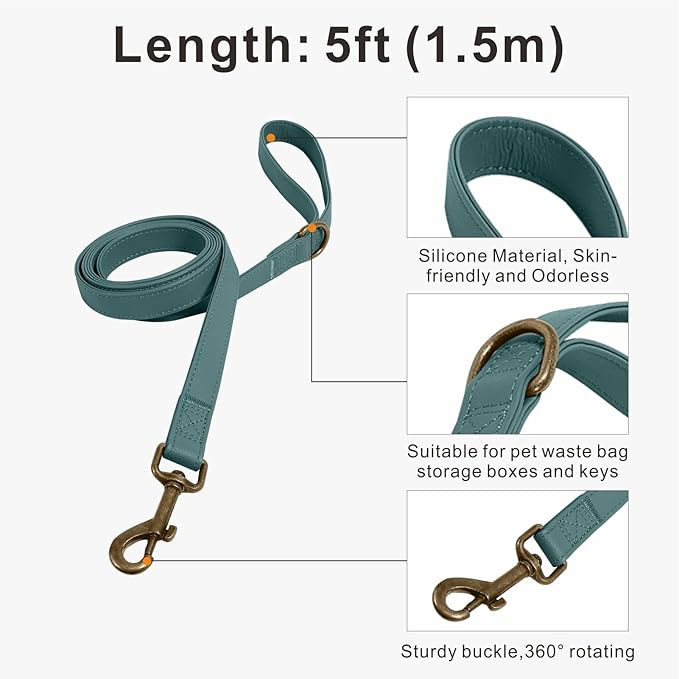 Dog Collar and Leash Set, Leather Silicone Waterproof Odor-Proof Dog Collar and - Image 4