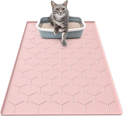 Silicone Cat Litter Trapping Mat, Large Waterproof 34" X 22" Cat Litter Box Mat by Garoopion