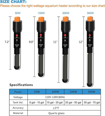 PULACO 100Watt Aquarium Heater for 15-25 Gallon Fish Tank, Adjustable - Image 2