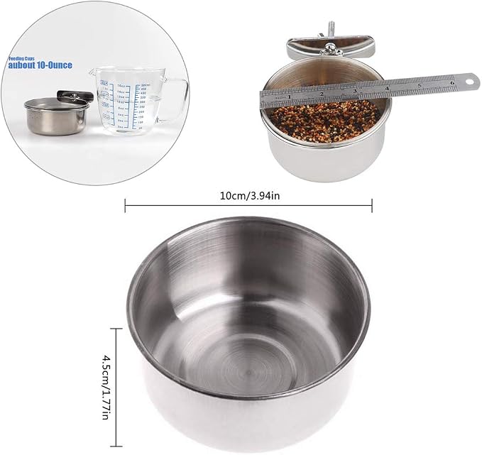 PINVNBY Parrot Feeding Cups Birds Food Dish Stainless Steel Parrot Feeders - Image 7