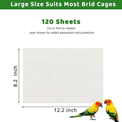 ZIQON 120 Pcs Bird Cage Liner Papers Big Size Cage Paper Liners Disposable Cage - Image 2