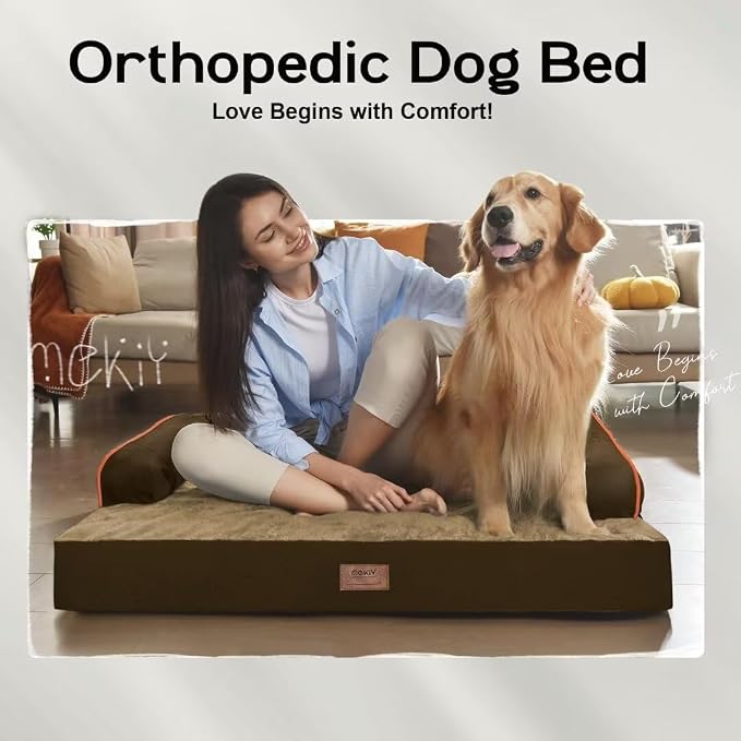 Orthopedic Large Dog Bed Washable: Brown Gaint Size Dog Beds - Image 7