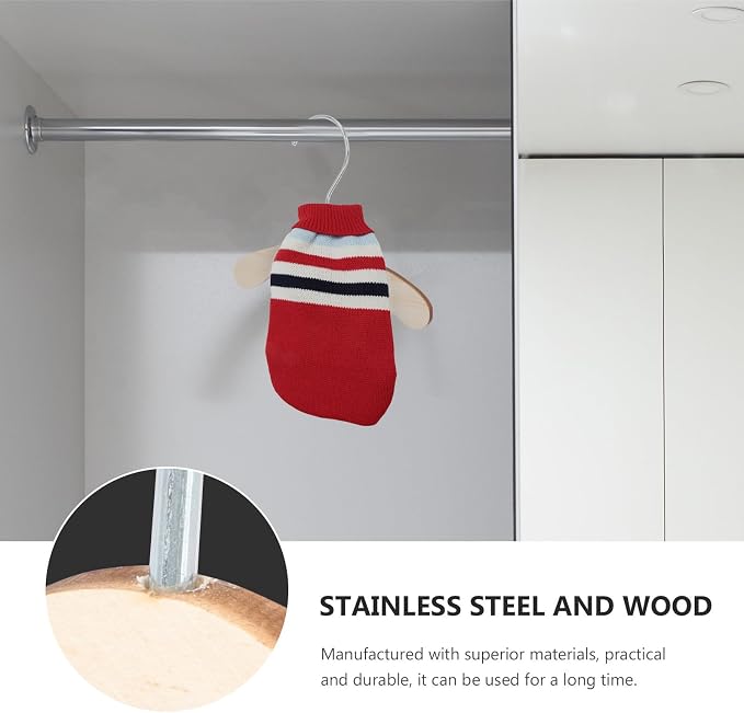 STOBAZA 10pcs 8.66 Inch Wooden Pet Hangers Small Dog and Cat Clothes Hangers - Image 9