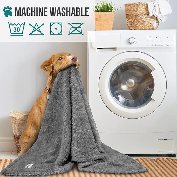 PetAmi Dog Blanket for Small Dogs Grey, Fluffy Soft Puppy Blanket, Sherpa - Image 6