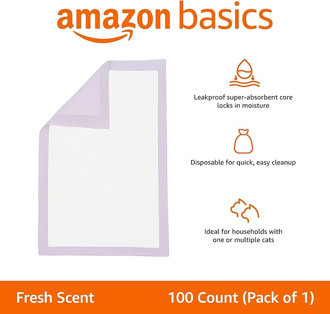 Amazon Basics Cat Pee Pads, Super Absorbent, Odor Control - Image 2