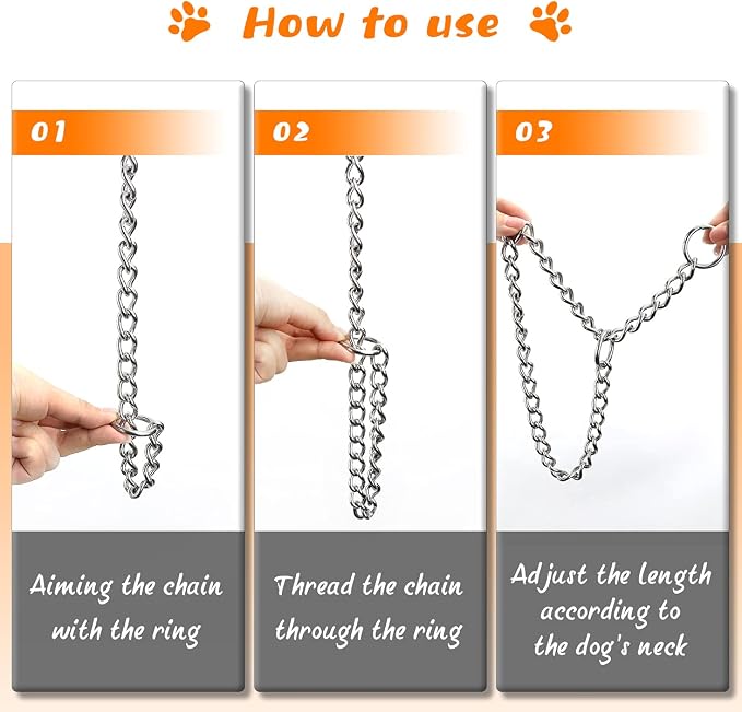 TagME Chain Choke Collar for Dogs, Adjustable Weather Proof Necklace for Extra - Image 5