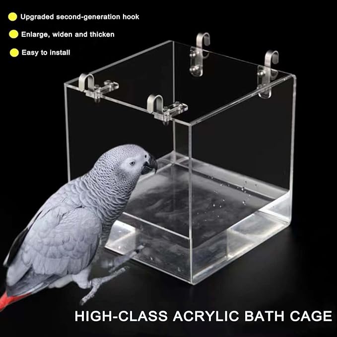 Hanging Cube Bird Bath Cage, Transparent Bird Bathtub Bath Shower - Image 5