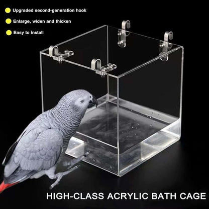 Hanging Cube Bird Bath Cage, Transparent Bird Bathtub Bath Shower - Image 8
