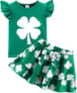 Girls Skirt Set 2 Piece Outfit Toddler Summer Clothes Ruffle Sleeve T-Shirt Bow by zarmfly