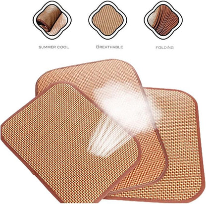 2 Pack Cat Cooling Mat Self Cool Pad Seats Summer Bamboo Rattan Woven Sleeping - Image 3