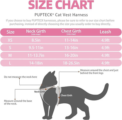 PUPTECK Cat Harness and Leash Set Escape Proof Reflective Cat Walking Harness - Image 2