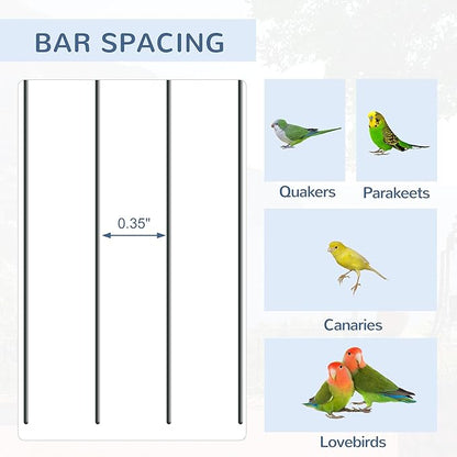 Pawhut 45-inch Metal Indoor Bird Cage, Parrot Cage, Bird Aviary - Image 3