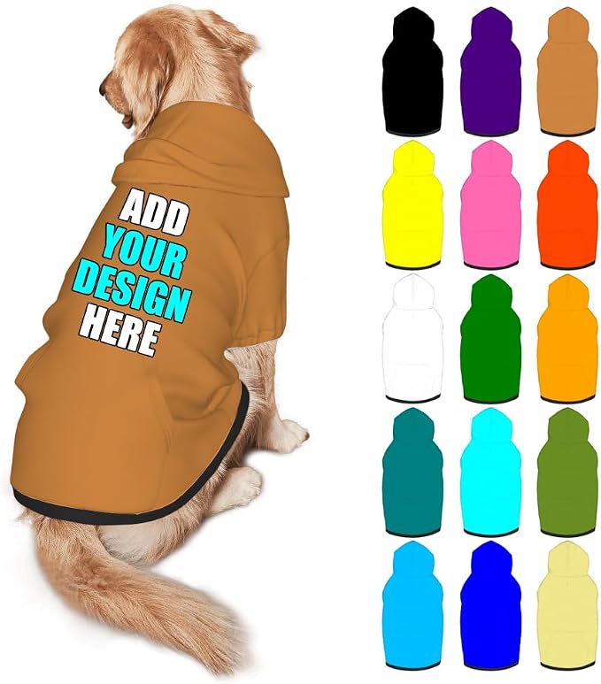 Custom Dog Hoodie Personalized Photo Text Logo Name Dog Clothes, Soft & Warm by Mynvzrk