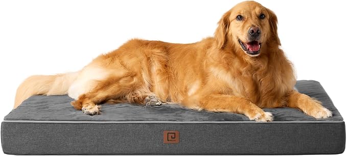 EHEYCIGA Waterproof Dog Bed Orthopedic 47"x29", Memory Foam Pet Bed by EHEYCIGA
