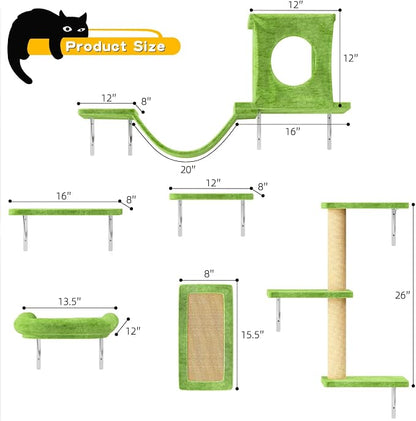 NUNU LAB Wall Mounted Cat Climber Set, Scratcher Board and Hammock, Shelves - Image 7