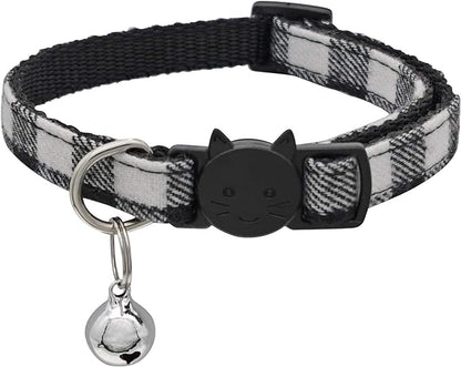 MJIYA Cat Collar with Bell, Breakaway Grid Collar with Plastic Buckle, Light by MJIYA