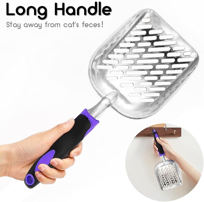 Cat Litter Scoop-Metal Cat Scooper-Long Handle Scoop, Cat Scooper-Poop - Image 4
