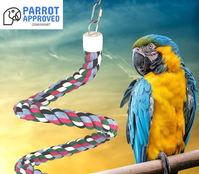 65inch Cotton Bendable Rope Perch Swing Bird Chew Toys Amazon Parrots Cage Toys - Image 7