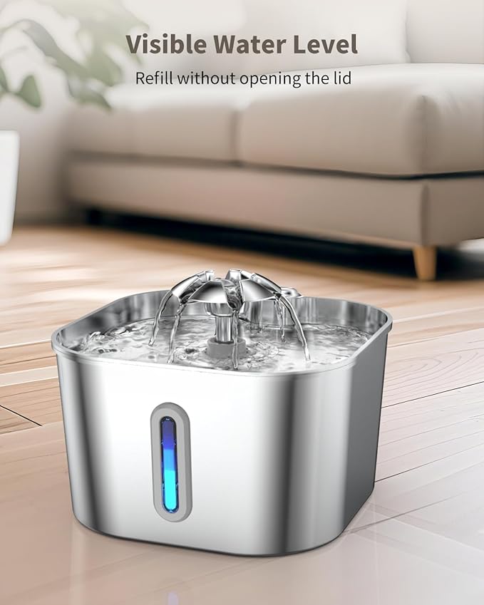 Cat Water Fountain Stainless Steel, 2.2L/74oz Cat Fountain - Image 6