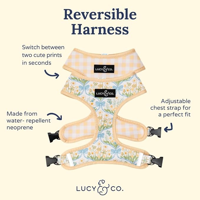 Lucy & Co. Sunshine and Daffodils Reversible Dog Harness, Adjustable Comfort Fit - Image 3