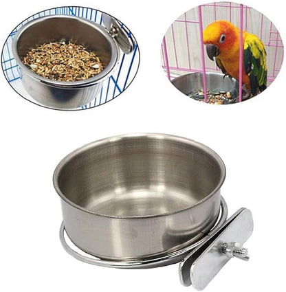 PINVNBY 2PCS Parrot Feeding Cups Birds Food Dish Stainless Steel Parrot Feeders - Image 5