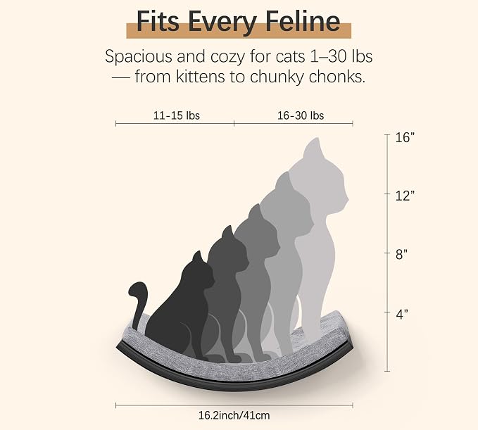 Cat Wall Shelf, Curved Cats Wall Bed, Wall Mounted Cat Grey Climbing Shelves - Image 5