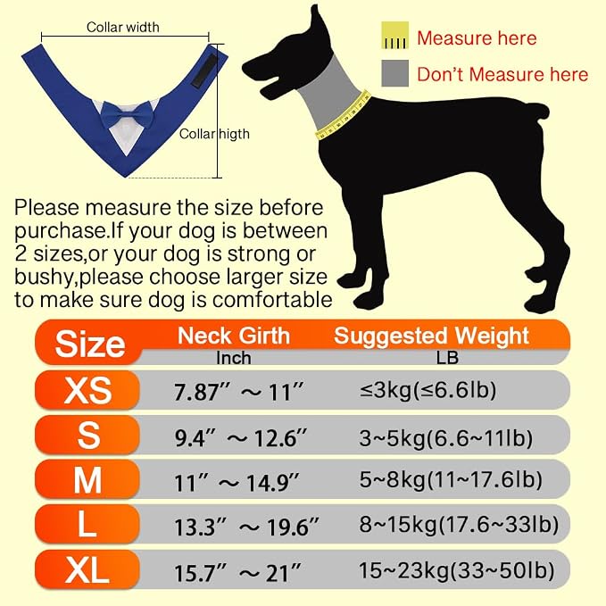 Dog Tuxedo, Adjustable Formal Wedding Outfit Bandana Dog Tux Collar - Image 2