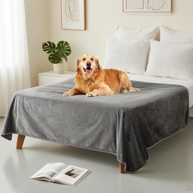 Waterproof Dog Blankets Dark Grey, Soft Fluffy Sofa Car Bed Protector, - Image 7