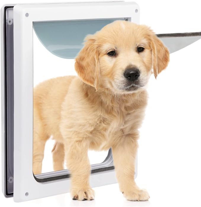 Doggie Dog Flap Interior Sliding Door Wall 2 Ways Locking Entry Pet Glass Door - Image 2