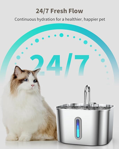 Cat Water Fountain Stainless Steel, 74oz/2.2L Cat Fountain - Image 4