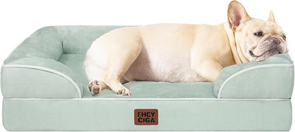 EHEYCIGA Orthopedic Dog Bed for Medium Dogs, Waterproof Memory Foam, Sage Green by EHEYCIGA